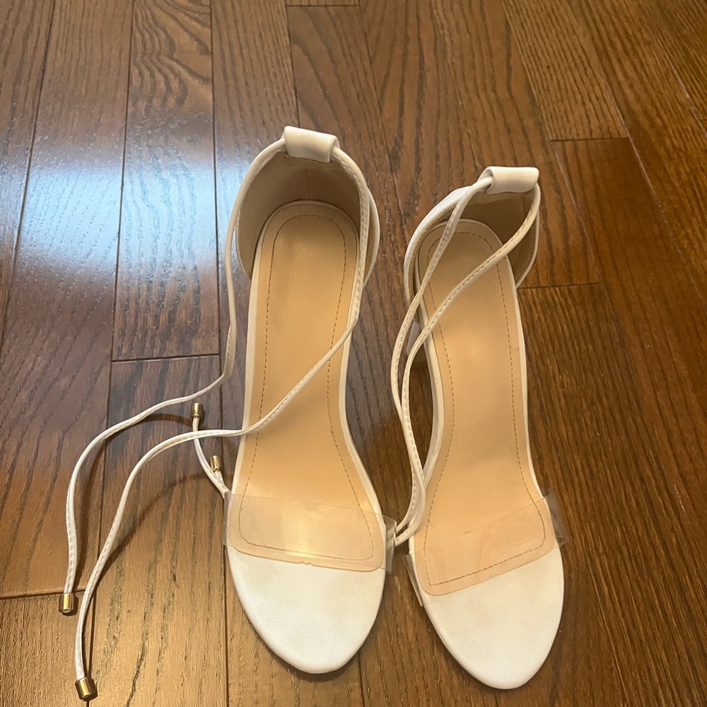 Elegant White Strappy Women's Heels